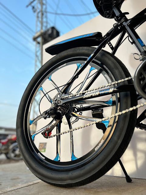 26” Premium Mountain Bike with Fiber Star Rims & Gears – Wide Tires, Lock Shocks – Cyclistan.pk