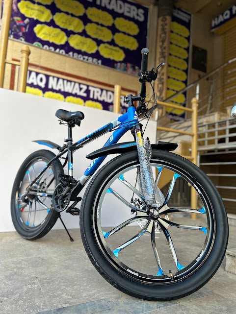 26” Premium Mountain Bike with Fiber Star Rims & Gears – Wide Tires, Lock Shocks – Cyclistan.pk