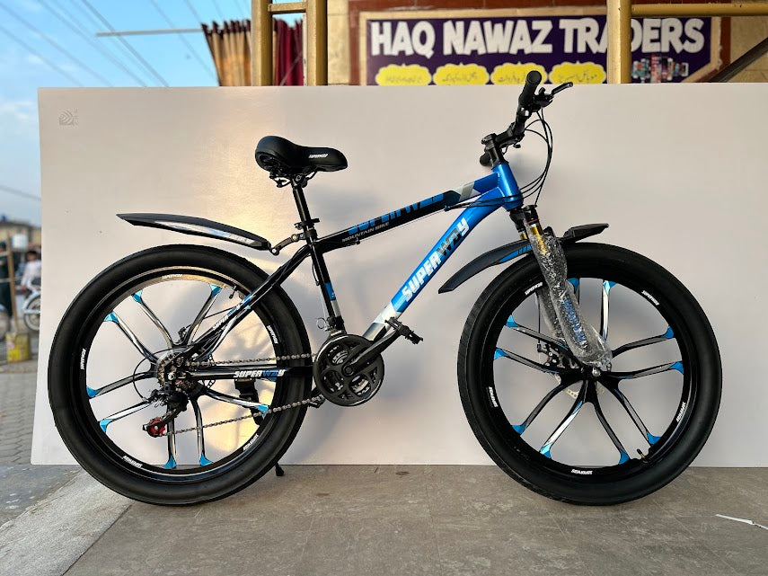 26” Premium Mountain Bike with Fiber Star Rims & Gears – Wide Tires, Lock Shocks – Cyclistan.pk