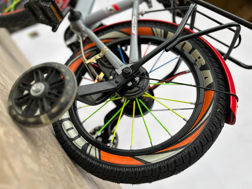 Cyclistan’s IORA 16” Kids Bicycle – Back Disc Brake, Carrier & Seat, Built-in Mudguards, Chain Cover & Basket